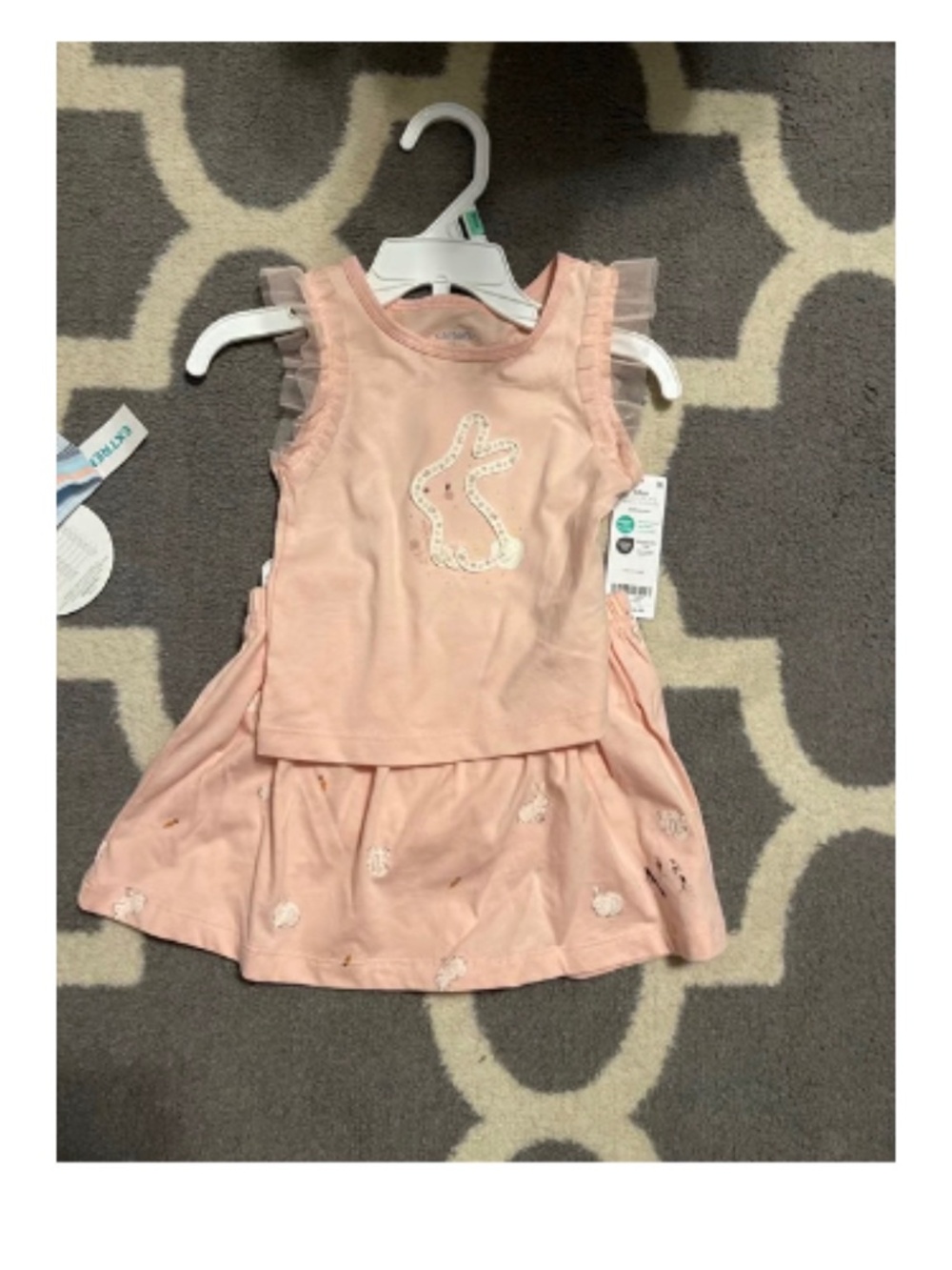 Carters girls t shirt and bunny skirt set